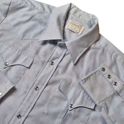 VTG H Bar C Men's M Tall Western Snap Shirt Blue Cowboy Rockabilly