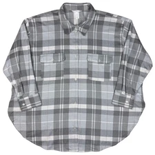 H&M Flannel Shirt Womens XXL Gray Plaid Oversized Button Up Casual Chic