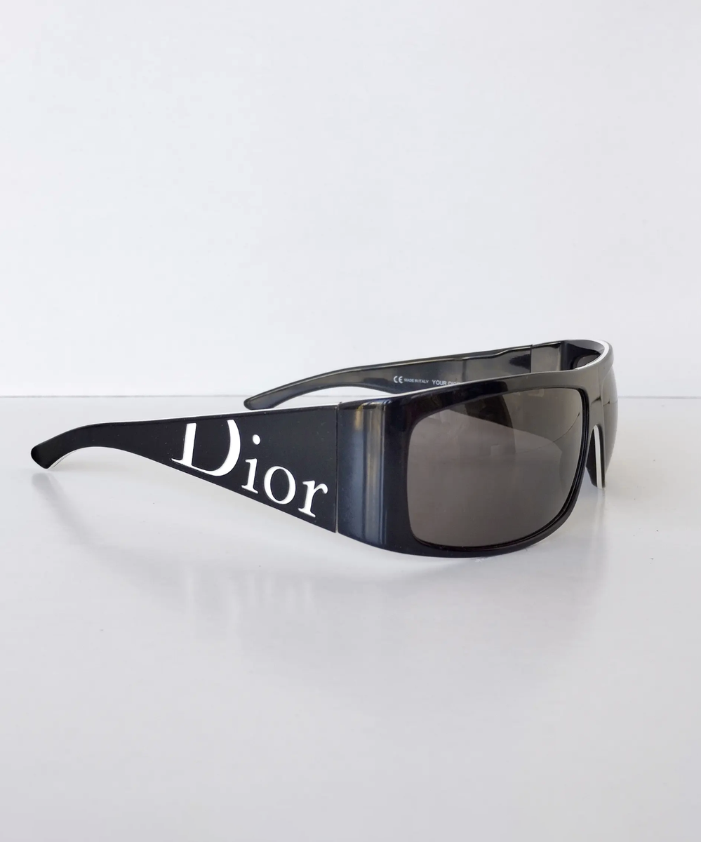 Vintage CHRISTIAN DIOR Sunglasses Logo CD Glasses Black White YM6