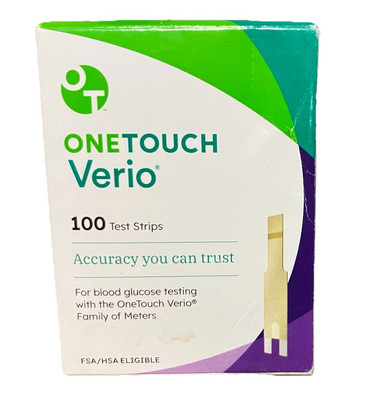 100 One Touch Verio Test Strips~Exp~1/26+~$39.88~Box Dings~FREE SHIP