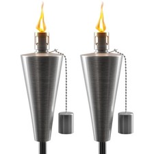 Matney Stainless Steel Torches 5 ft Citronella Oil Lamp Fiberglass Wick Snuffer