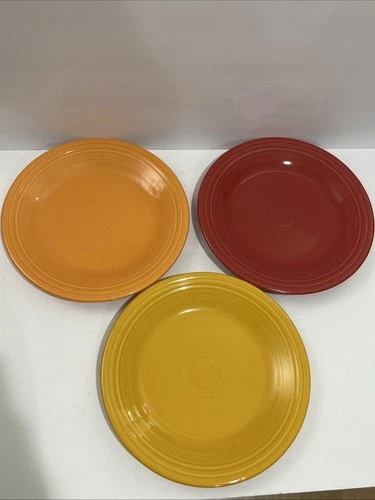 Fiesta Ware Homer Laughlin USA Set Of 3 Dinner Plates 10.5" D Multicolor
