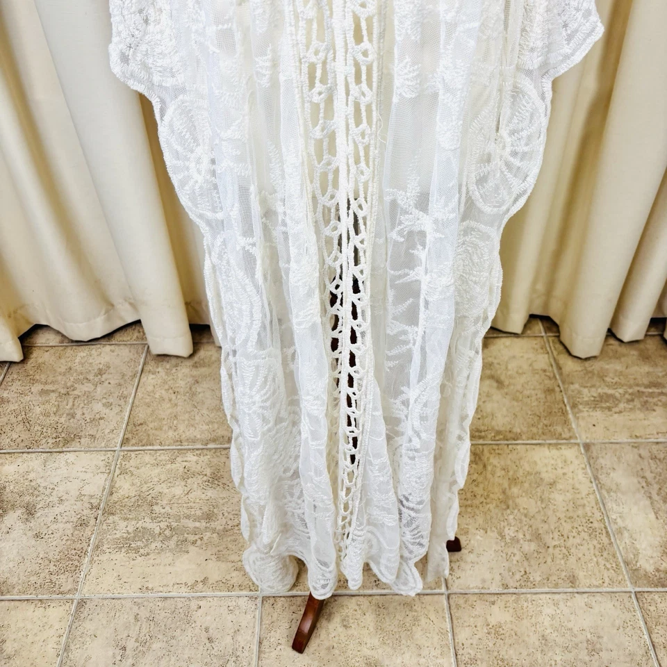 Womens Lace Sheer Kaftan Beach Holiday Lace Embroidered One Size - image 3 of 4