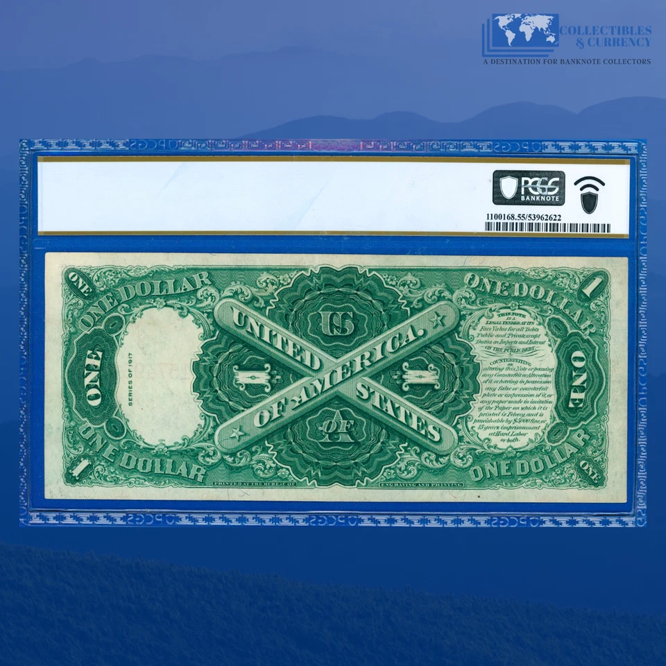 Fr.37 1917 $1 One Dollar "SAWHORSE REVERSE" Legal Tender Note, PCGS AU 55 #49812 - Image 2 of 3