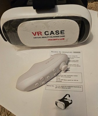 VR Box Mobile Phone Virtual Reality Glasses, RK3PLUS, White With Controller NIB