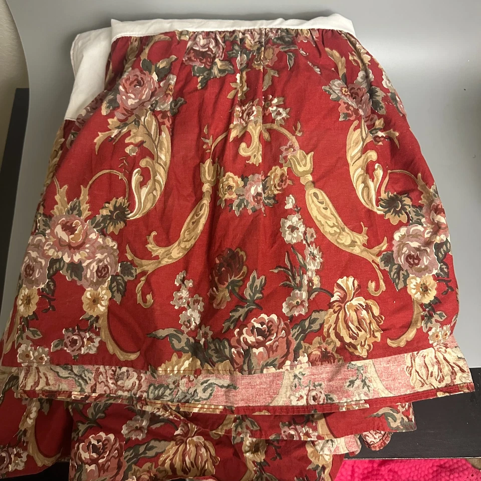 Falda de cama vintage Ralph Lauren Marsella Danielle roja floral doble EE. UU. Foto 3 de 3