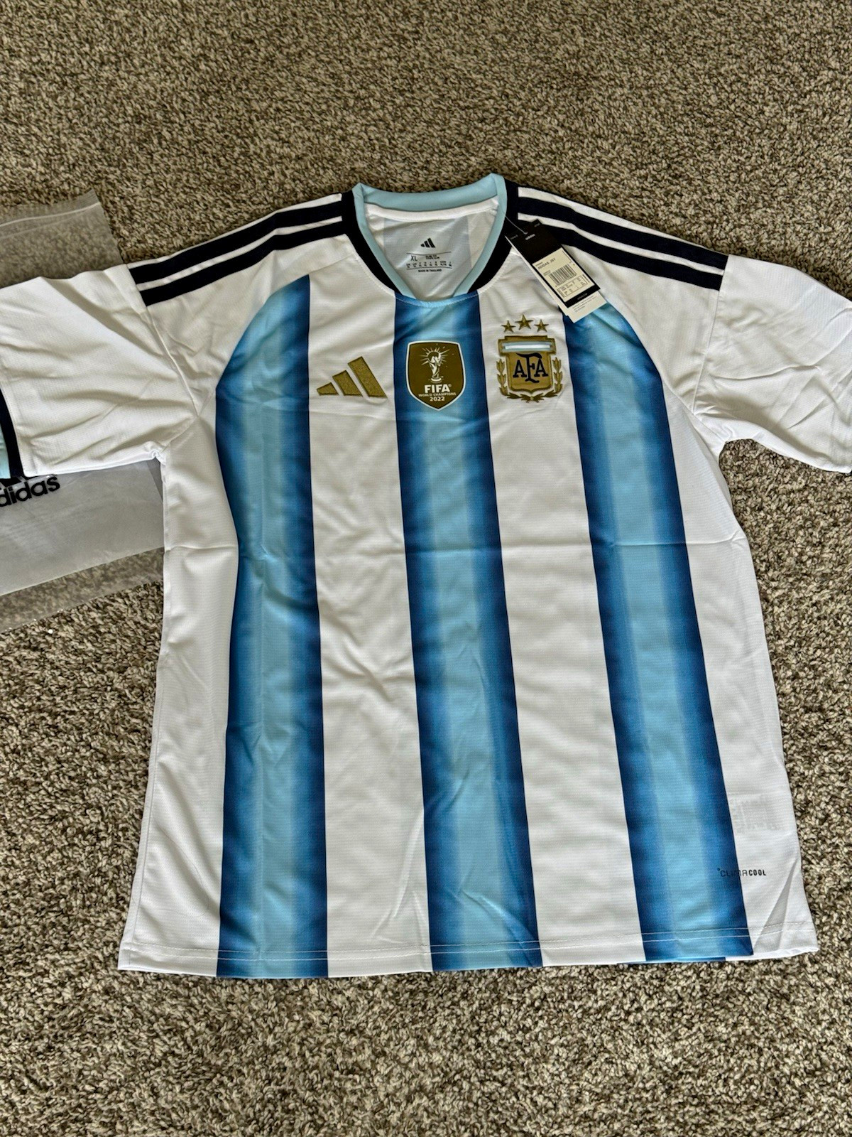 adidas Argentina National Team Soccer Jersey XL White and Blue Colors