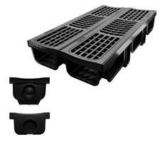 B Class Driveway Channel Drain with HDPE Grate-19.7Lx5.5Wx3.9H in. Shallow Profi