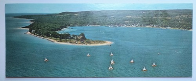 #ad #ad Harbor Springs Michigan Northern MI Racing Fleet Sailboats Vtg Long Postcard B1 $18.99