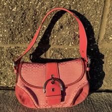 Coach 6818 Vintage Pink Soho Y2K Signature C Canvas Suede Bag