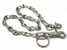 Chaîne portefeuille double clip en laiton massif moulé, petit crochet en S, argent nickel mat