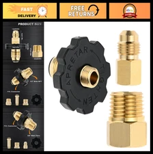 "Propane Gas Tank Adapter Plug for 50lbs Cylinder - Full Flow, 3/8" Male Flare &