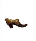 Amber Glass Slipper / Shoe Collectible Glass Shoe 5 5/ 8 length great det