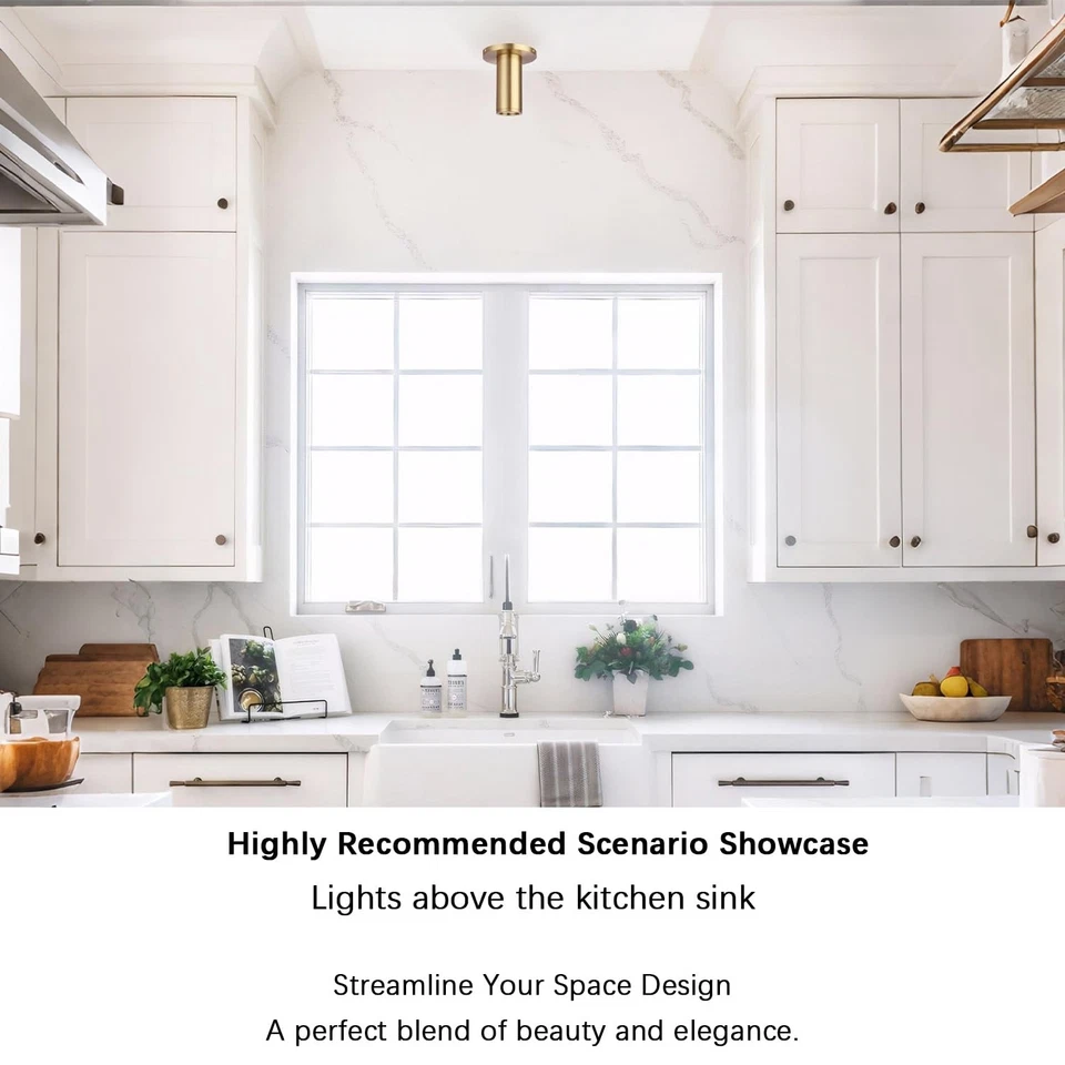 Lámpara de techo de cilindro de latón, luz de punto regulable de montaje empotrado, sala de estar... Foto 4 de 4