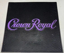 Crown Royal Whiskey Purple Bar Spill Drip Square Rubber Mat Man Cave/She Shed