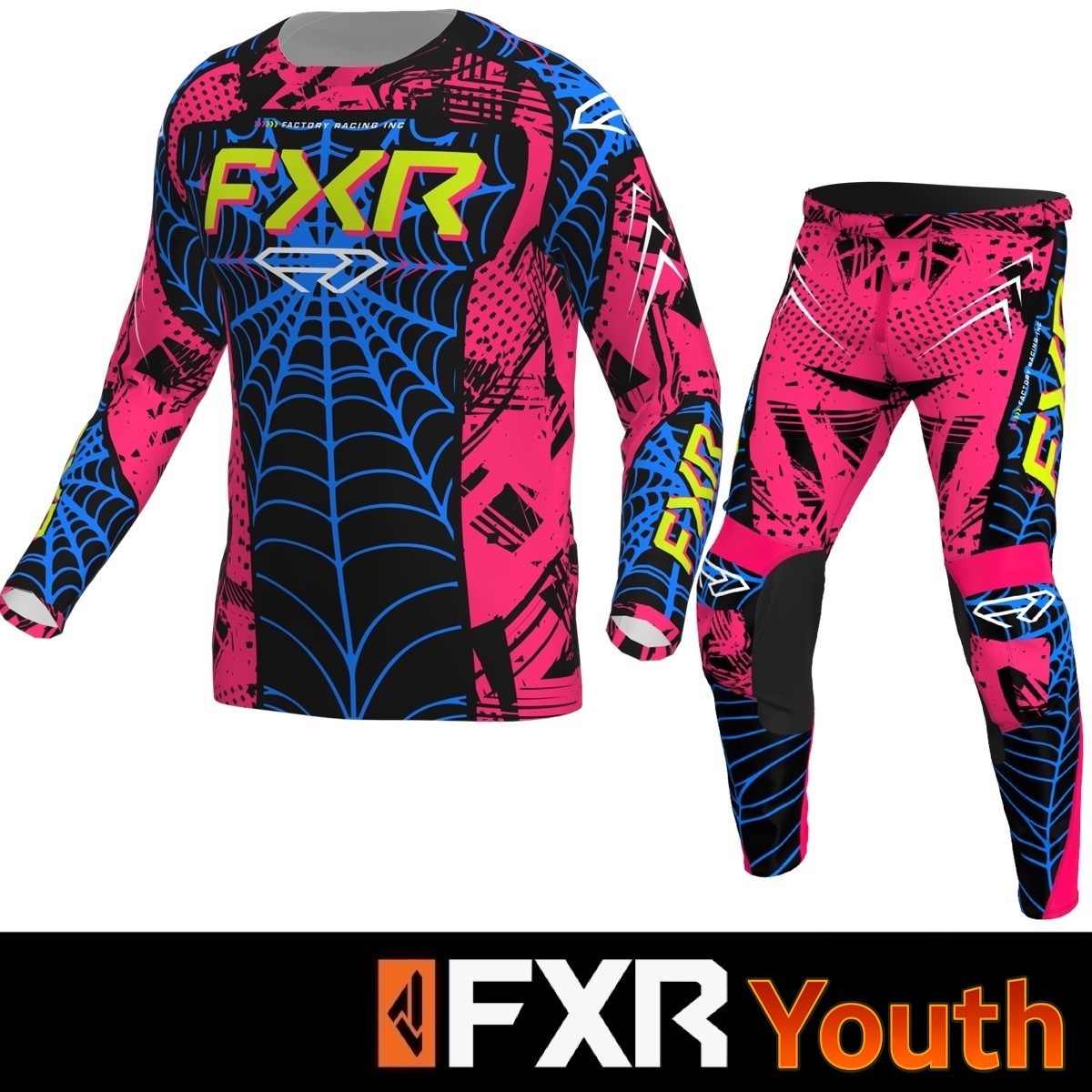 2026 FXR YOUTH Motocross Kit Combo BOYS FXR MX Spiderman MX Kit