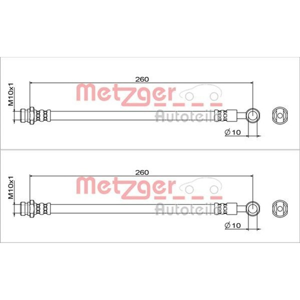 2X Metzger BremsschlÄUche AM Bremssattel Hinten Beidseitig Passend FÜR-image