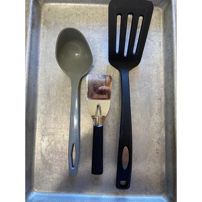 Kitchen Utensil Set Slotted Turner Spatula Soup Ladle Mini Brownie Server 3pc