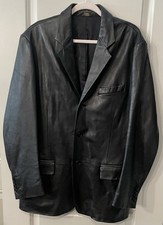 Men s Banana Republic Black Button Down Leather Jacket Size Large