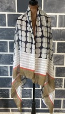 LOFT Ann Taylor Woman's Scarf Lightweight Square Pattern red and Brown Accents