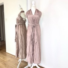Hello Molly Blush Wrap Style Maxi Dress Halter Neck Tie Zip Back Sz10 Coquette