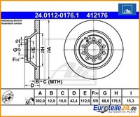 2 St. Bremsscheibe Ate 24.0112-0176.1 FüR Audi A6 Allroad