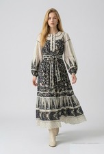 Ulla Johnson Kemala Floral Print Maxi Dress Boho Prairie Cotton Blend Size 2