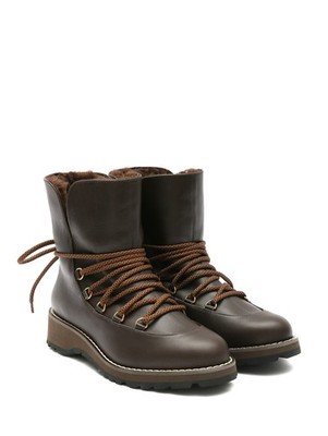 Max Mara damen Stiefeletten 41 Leder Lammfell Futter