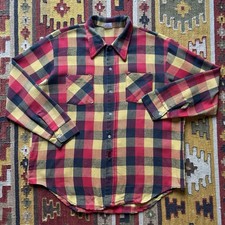Vintage 1970s Penneys Big Mac Woven Cotton Flannel Shirt Sz XL -Colorblock Plaid