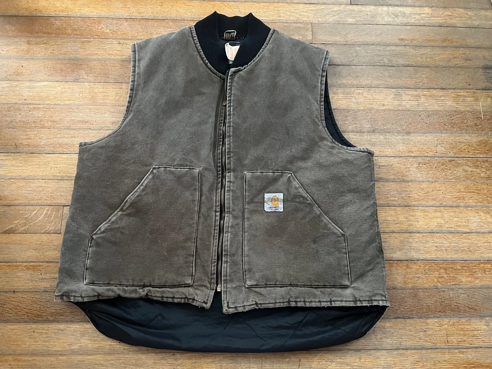 Scarce 80’s VTG Carhartt UNION MADE Insulated Vest Olive Green Men’s Size XL USA