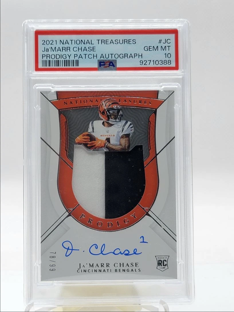 JaMarr Chase Panini National Treasures Prodigy Patch Autographs #JC Base