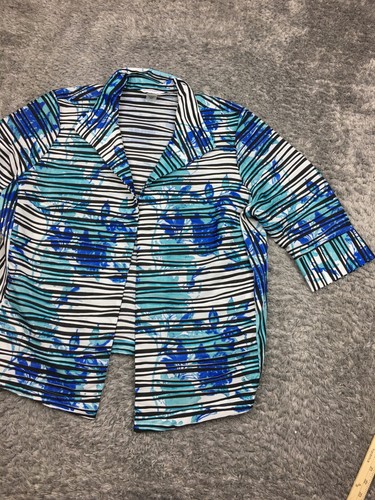 Allison Daley Jacket Womens Size 22W Blue Striped Woman Plus - Picture 2 of 13