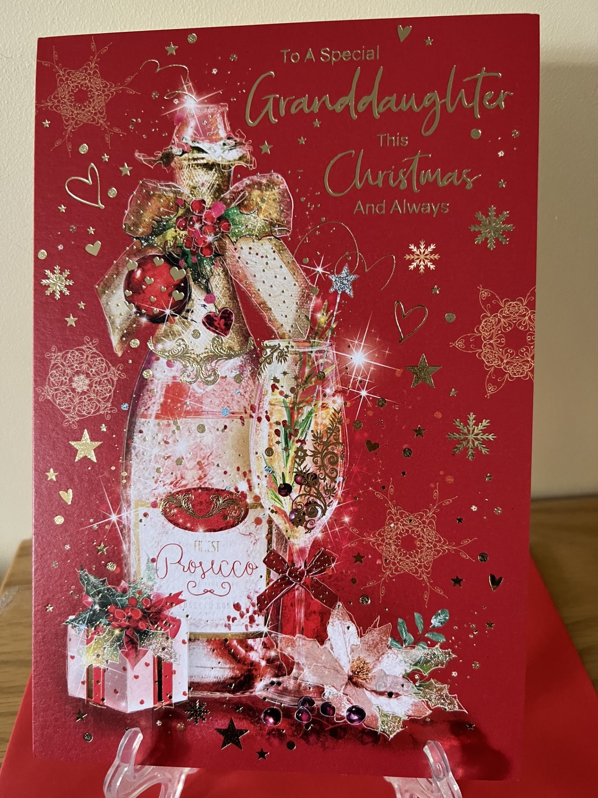 Christmas Card Granddaughter Female - Foil Finish Cherry Orchard