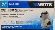 Watts 3/4 374A 030 FS Boiler Relief Valve, 3/4 In Free Shipping