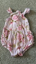 Bums And Roses Rosey Moments Bamboo Bubble Romper Size 6-12m