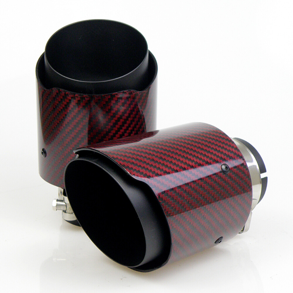 Carbon Fibre Car Exhaust Tip Red/Black Stainless Steel Muffler Tail