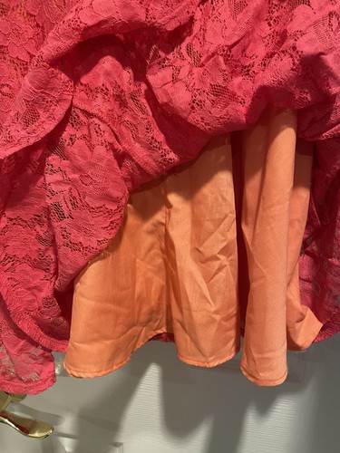 Miss Behave Pink Girls Medium Lace Overlay Lined Dress Deep Rose Pink EUC - Picture 5 of 5