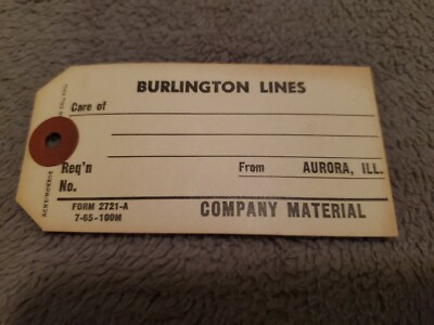 VINTAGE BURLINGTON LINES MATERIAL/GEPÄCKANHÄNGER - NEUER ALTER BESTAND