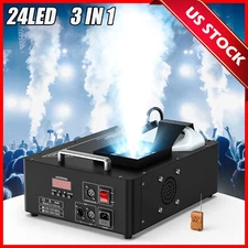 Smoke Fog Machine 1800W 24LED Party Lights DJ Stage Fogger Effect RGB Remote US