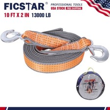 Tow Strap With Hooks Vehicle Heavy Duty Recovery Rope 13000 Lb For Emergency Car