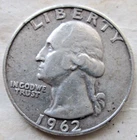 1962-D WASHINGTON, 90% SILVER, VF/XF CONDITION, CIRCULATED, NOT CLEANED
