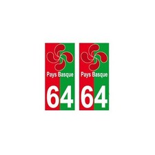 64 Lauburu croix basque fond rouge vert autocollant plaque droits