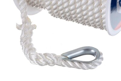 5/16" 99 Ft Twisted 3 Strand Nylon Anchor Rope With 316 Stainless Steel Thimble Anchor Rode High Visibility - View #12