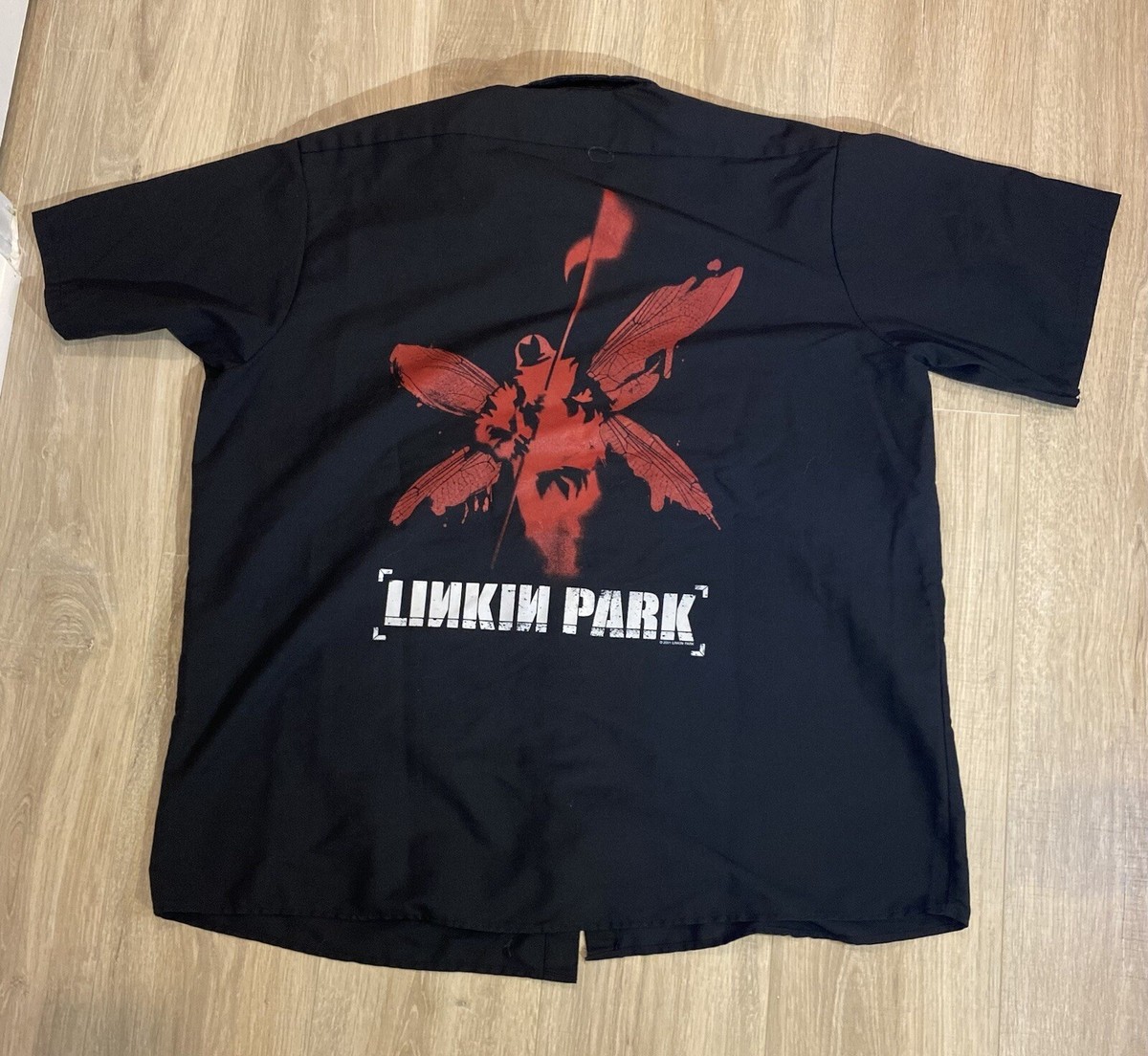 Vintage 2001 Linkin Park Button Up T Shirt 2XL Black Red Kap