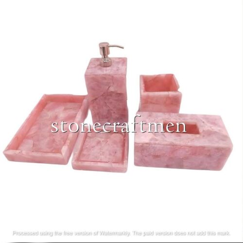 Rose Quartz Agate Bathroom Sets Agate Soap Dispenser Accessories Christmas Sale
