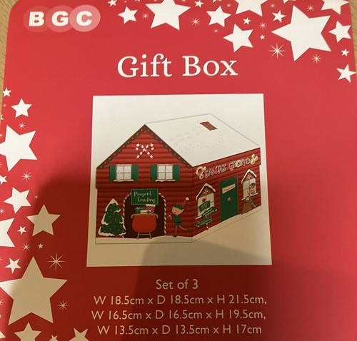 SET OF 3 Stackable Santa's grotto house Christmas Eve Gift Boxes for Kids New - Picture 2 of 6
