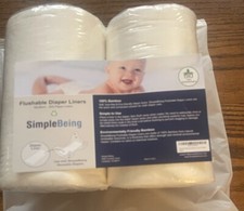 Baby Infant Flushable Diaper Liners. Simple Being. 200 Paper Biodegradable. NEW.