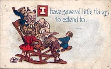 I Have Several Little Things to Attend to. Vintage Postcard Spc19