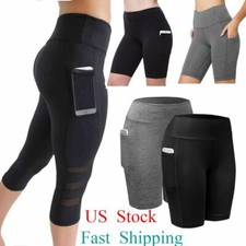 Women's Capri Yoga Pants Leggings With Pockets High Waist GYM Fitness Trousers