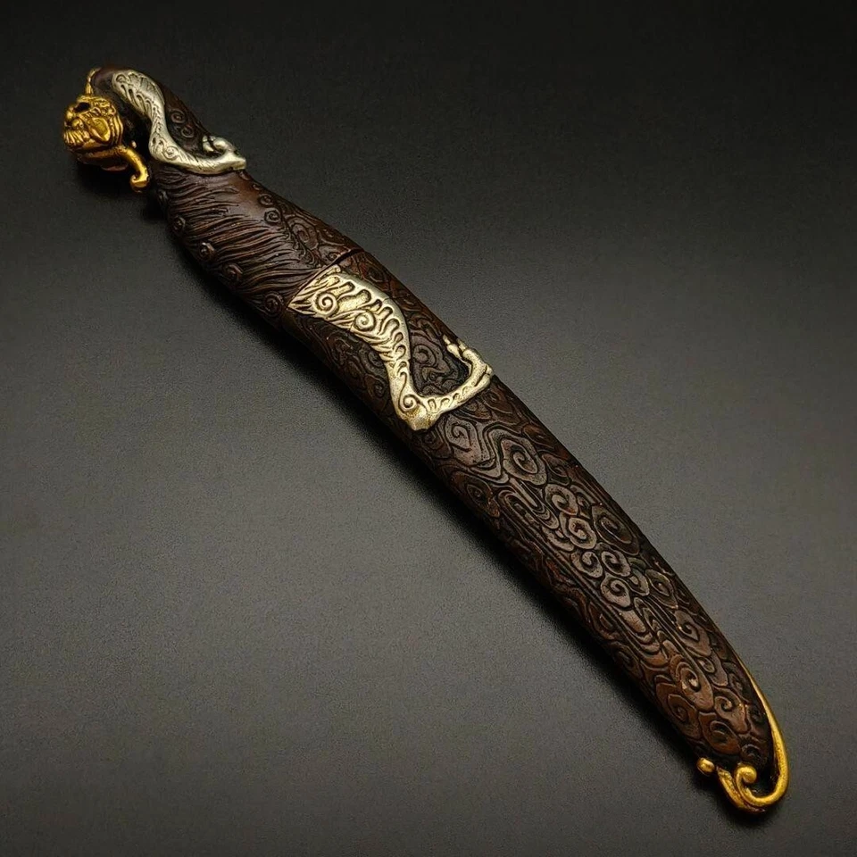 Conjunto de montagem de espada curta vintage cobre ouro prata incrustada acessórios Tanto Japão - Imagem 3 de 4